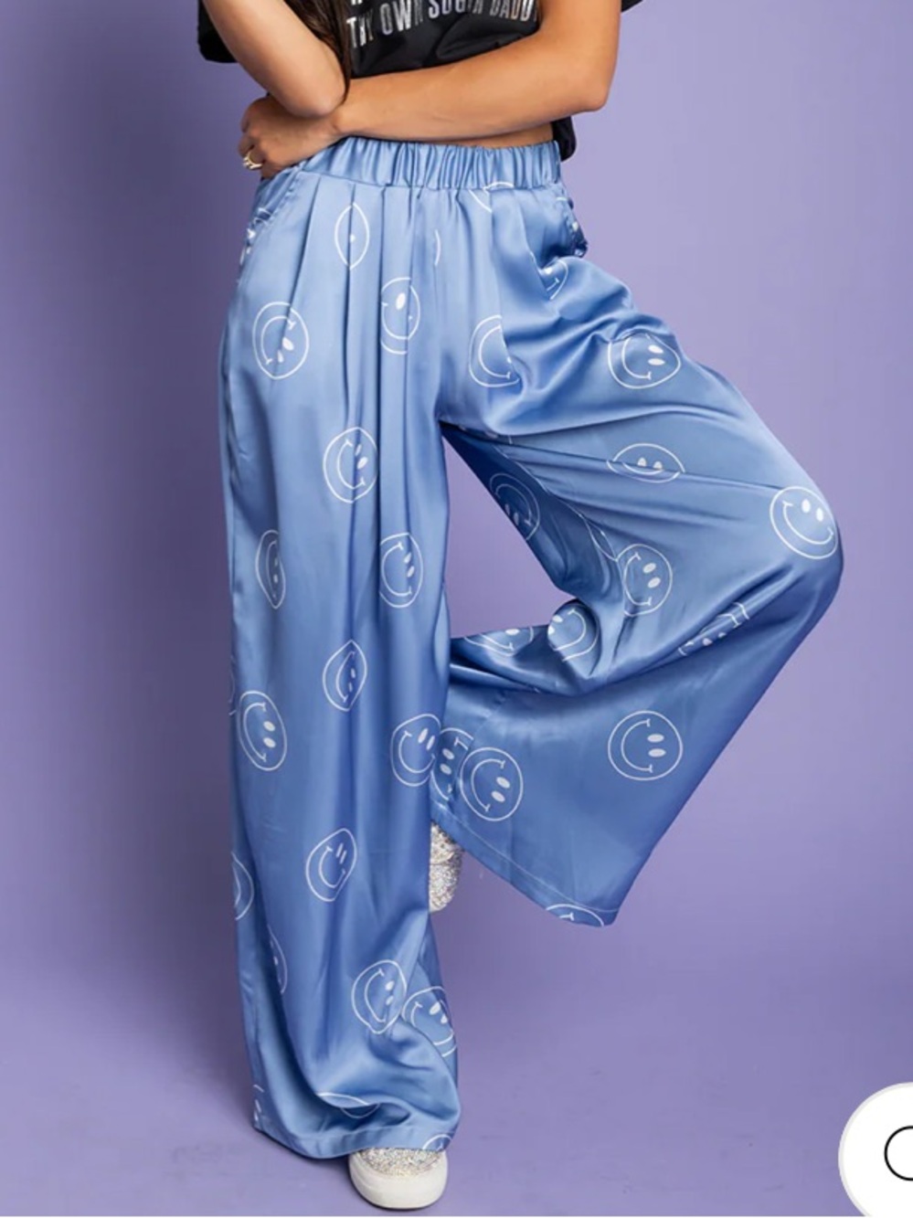 Wknd Chaser blue satin smiley pants size XL